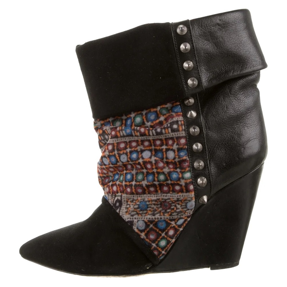 Isabel Marant Kate suede spiked Black Multicolor Patterned Ankle Boots
